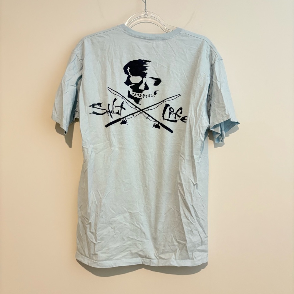 Salt life vintage‎ rays graphic pocket shirt blue large